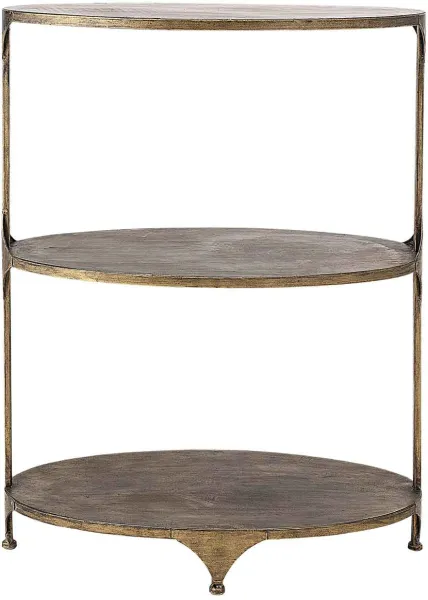 CREATIVE COLLECTION Bartisch - Messingmetall, mit 2 Regalen, oval