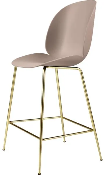 GUBI Beetle Barhocker H65 Konische Basis Messing Semi Matt/Sweet Pink