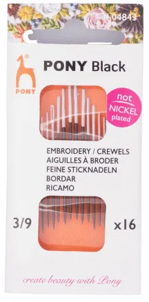 Pony Black Sticknadeln Gr. 3/9 - 16 Stk