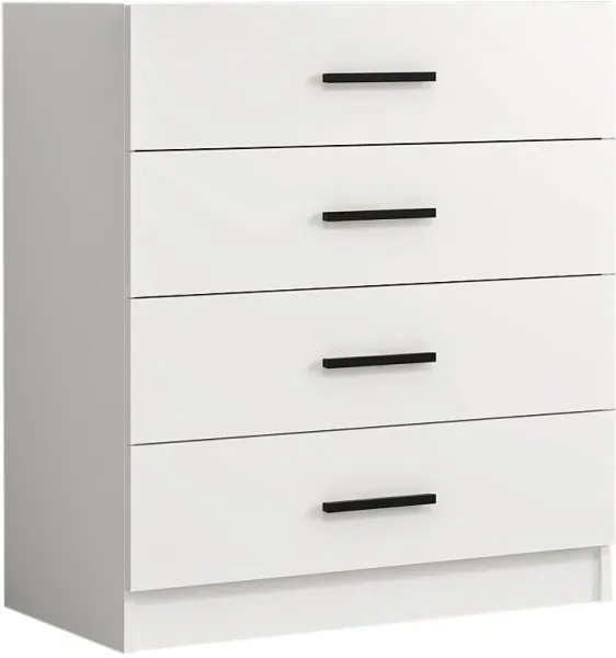 FUNZI LIVING Kommode, mit 4 Schubladen - weißes Melamin