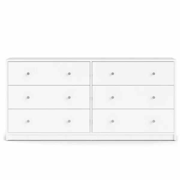 TVILUM May Doppelkommode, mit 6 Schubladen - weiße Folie und Kunststoff