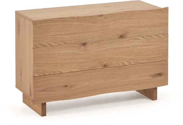 LAFORMA Rasha Kommode, mit 3 Schubladen - natürliche Eichenfurnier und natürliche Eiche (104x41)