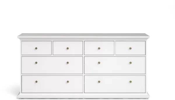 TVILUM Paris Kommode - weißes Holz, mit 8 Schubladen