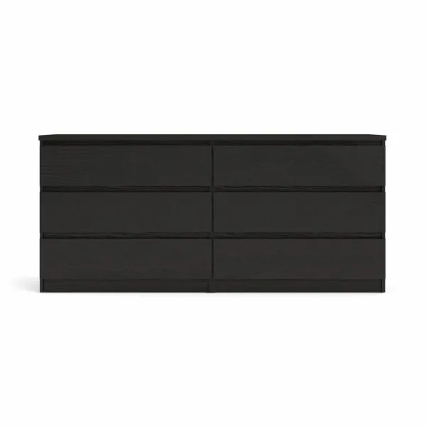 TVILUM Naia Doppelkommode, mit 6 Schubladen - schwarze Folie und Kunststoff