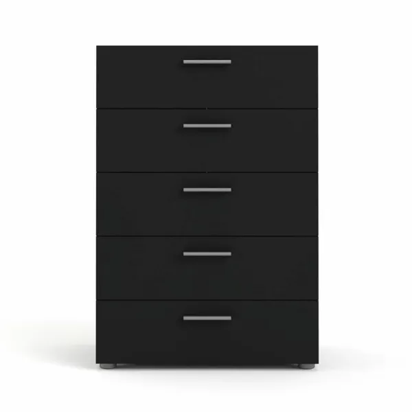 TVILUM Pepe Kommode, mit 5 Schubladen - schwarze Folie und Kunststoff