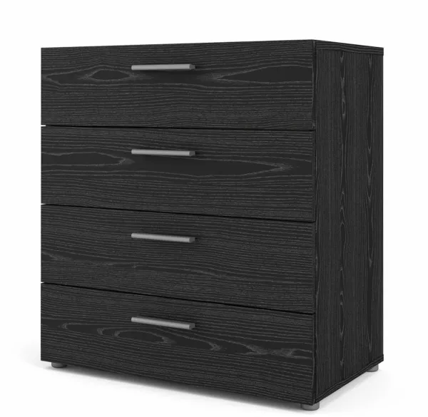 TVILUM Pepe Kommode, mit 4 Schubladen - schwarze Folie und Kunststoff