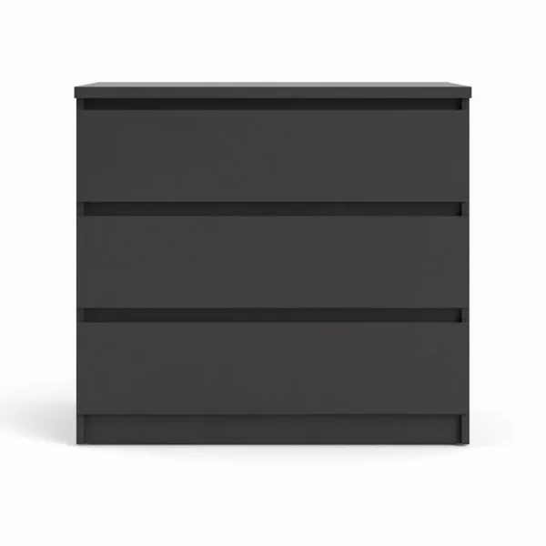 TVILUM Naia Kommode, mit 3 Schubladen - schwarze Folie und Kunststoff