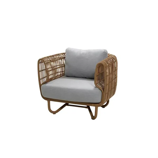 Cane-Line Nest Loungesessel - Natur mit grauem Kissen