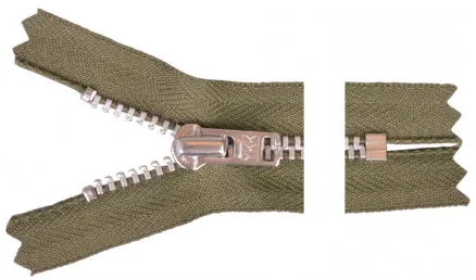 YKK Reißverschluss Aluminium 12cm 4mm Armee