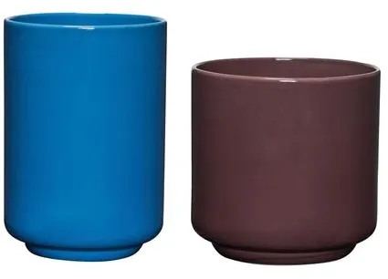 Hübsch Deux Potte Set aus 2 Rotbraun/Blau